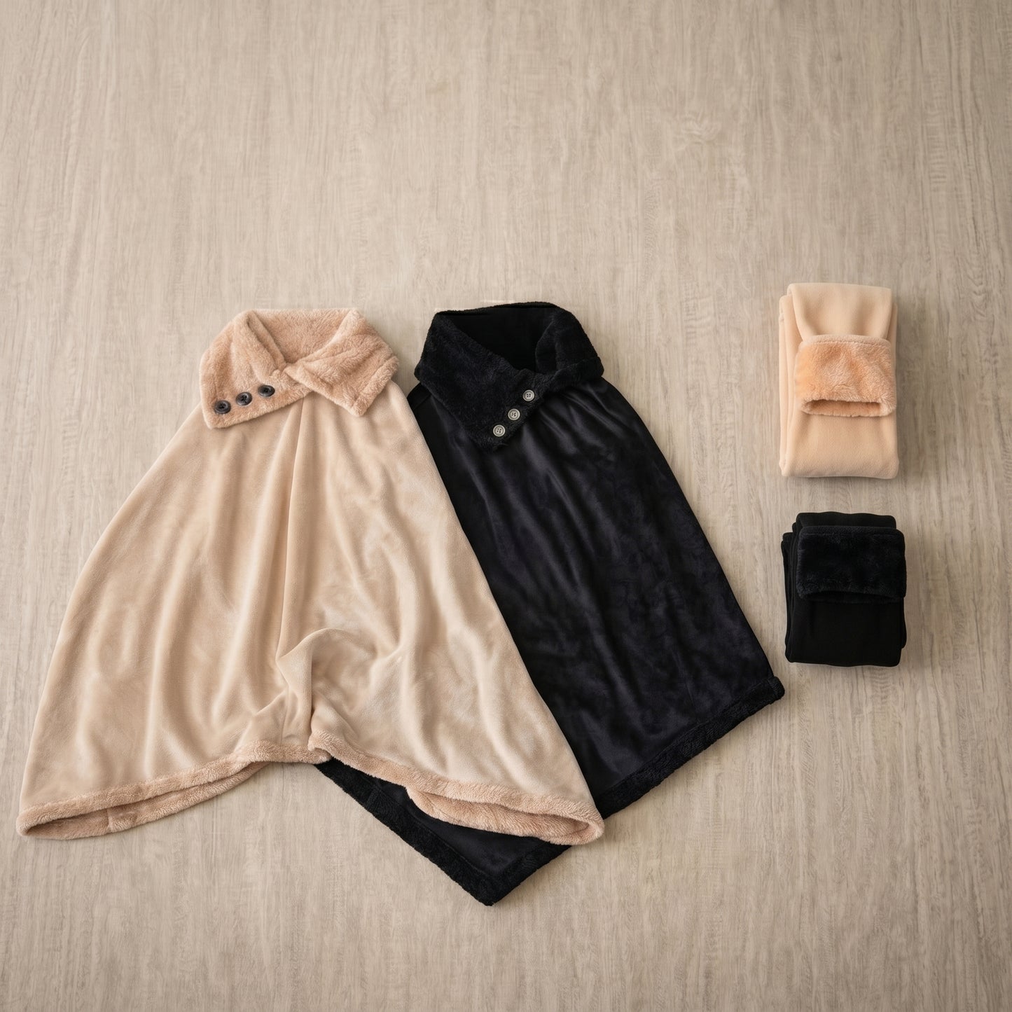Therma™ | Set Invernal Completo — 2 Ponchos Plush con Interior de Piel + 2 Pares de Medias Térmicas