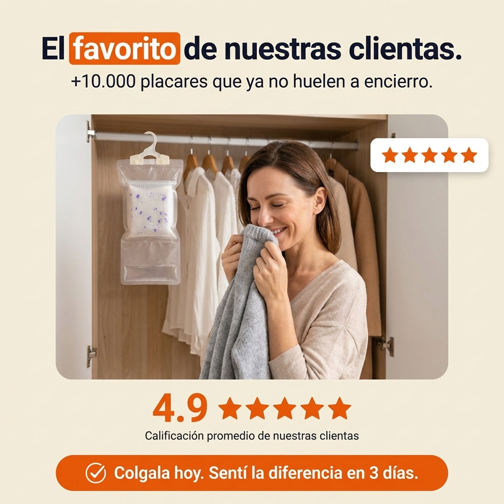 DryZone™ | Percha Antihumedad con Lavanda | Elimina Moho y Olor por 60 Días