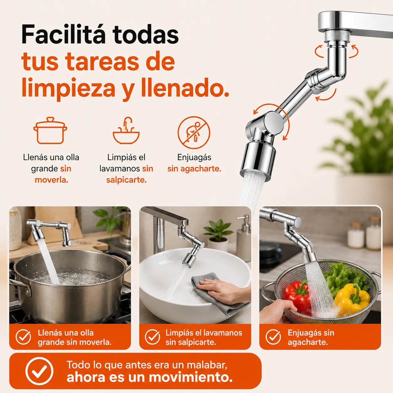 HydroFlex™ | Extensor de Canilla Giratorio 1080° + Regalo🎁: Lava Vasos Automático