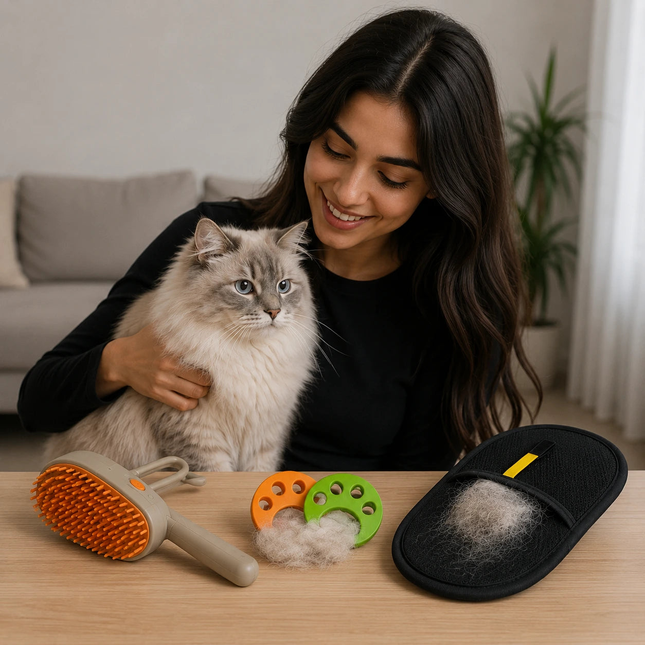PetClean™ | Manopla Atrapa Pelos + Regalos🎁: 2 Huellitas Saca Pelos + 1 Cepillo Automatico A Vapor