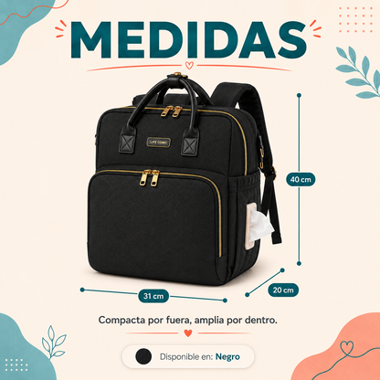Mochila Cuna 4 en 1 | Organizadora, Cambiador, Cuna Portátil y Porta Mamaderas Térmico