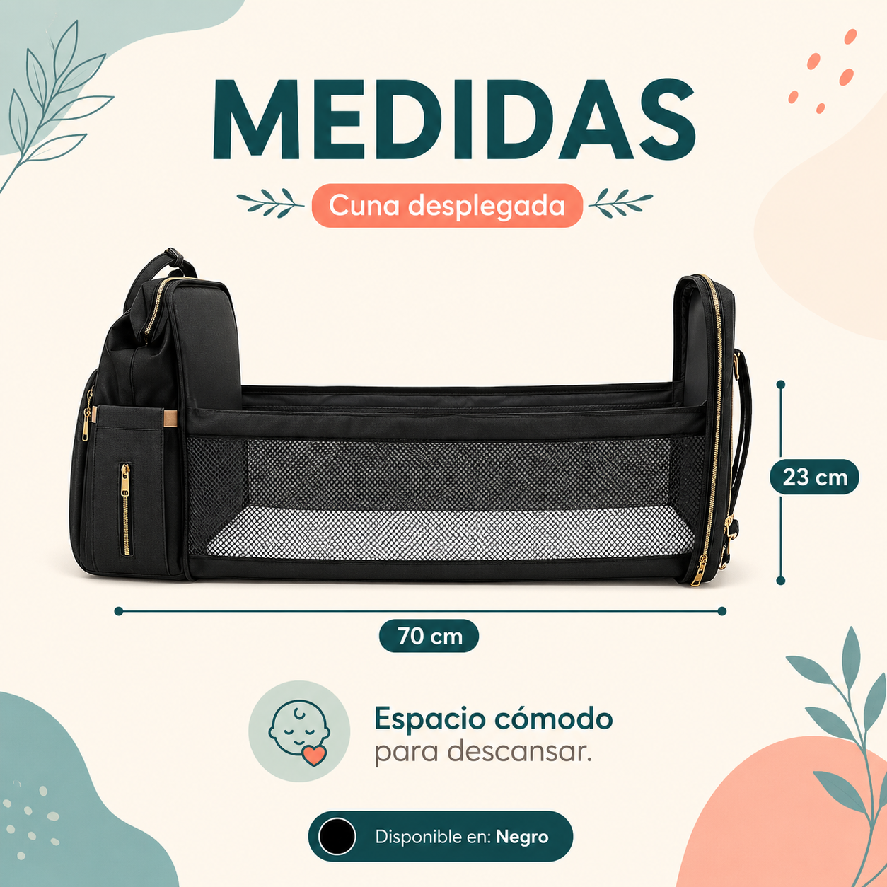Mochila Cuna 4 en 1 | Organizadora, Cambiador, Cuna Portátil y Porta Mamaderas Térmico