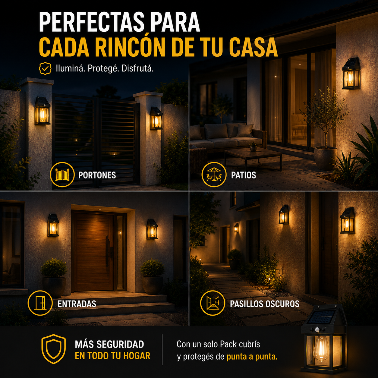 Vertex™ | Pack de Lámparas Solares LED con Sensor de Movimiento