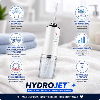 HydroJet™ | Irrigador Dental Recargable de Limpieza Profunda