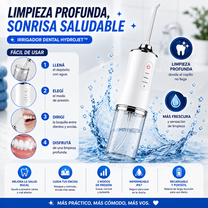 HydroJet™ | Irrigador Dental Recargable de Limpieza Profunda