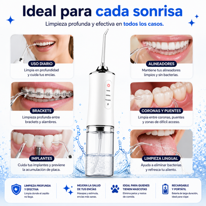 HydroJet™ | Irrigador Dental Recargable de Limpieza Profunda