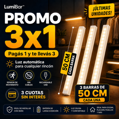 LumiBar™ | Barra Luz Led Con Sensor De Movimiento sin cables