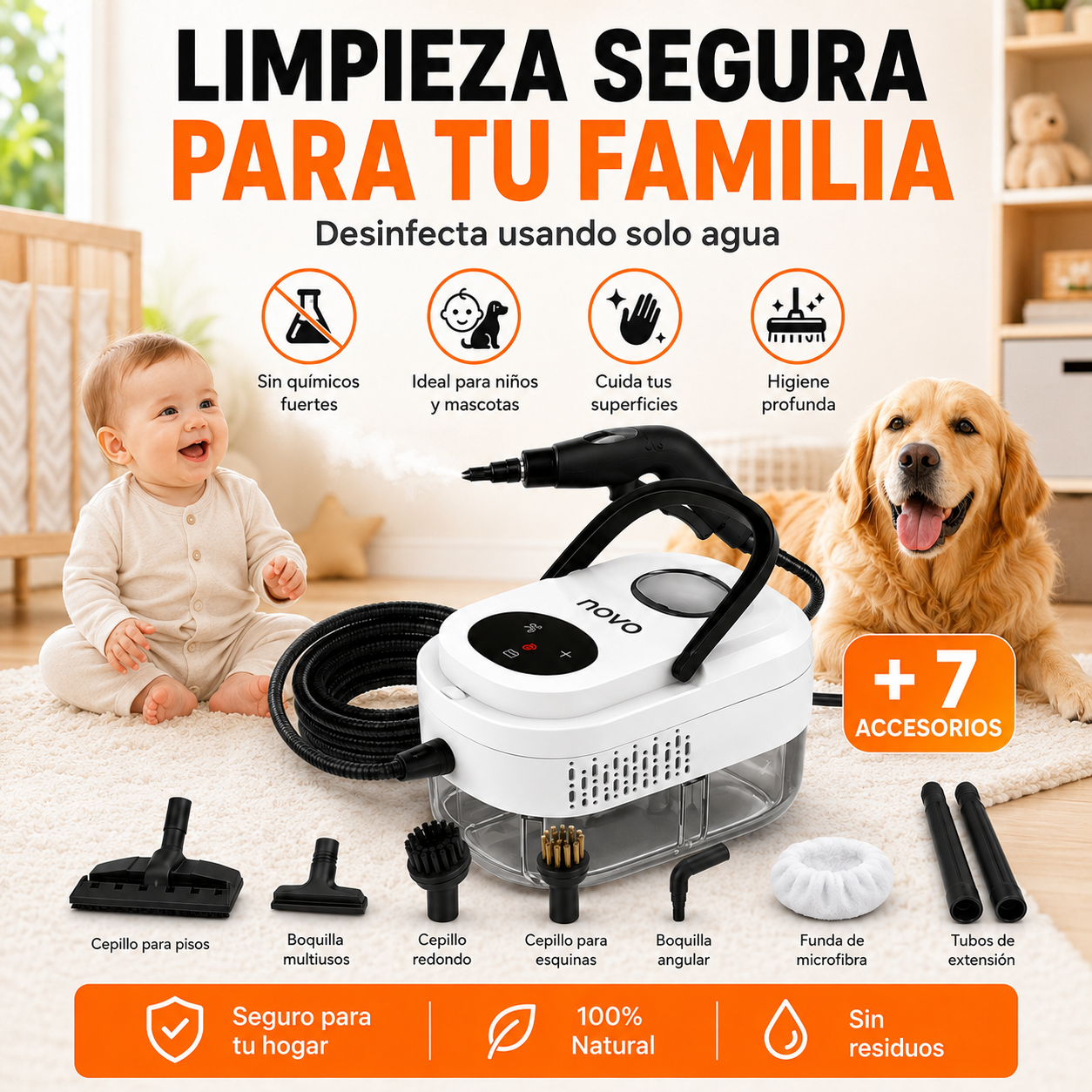 VaporClean Pro™ | Elimina Grasa, Sarro y el 99% de Bacterias Sin Químicos