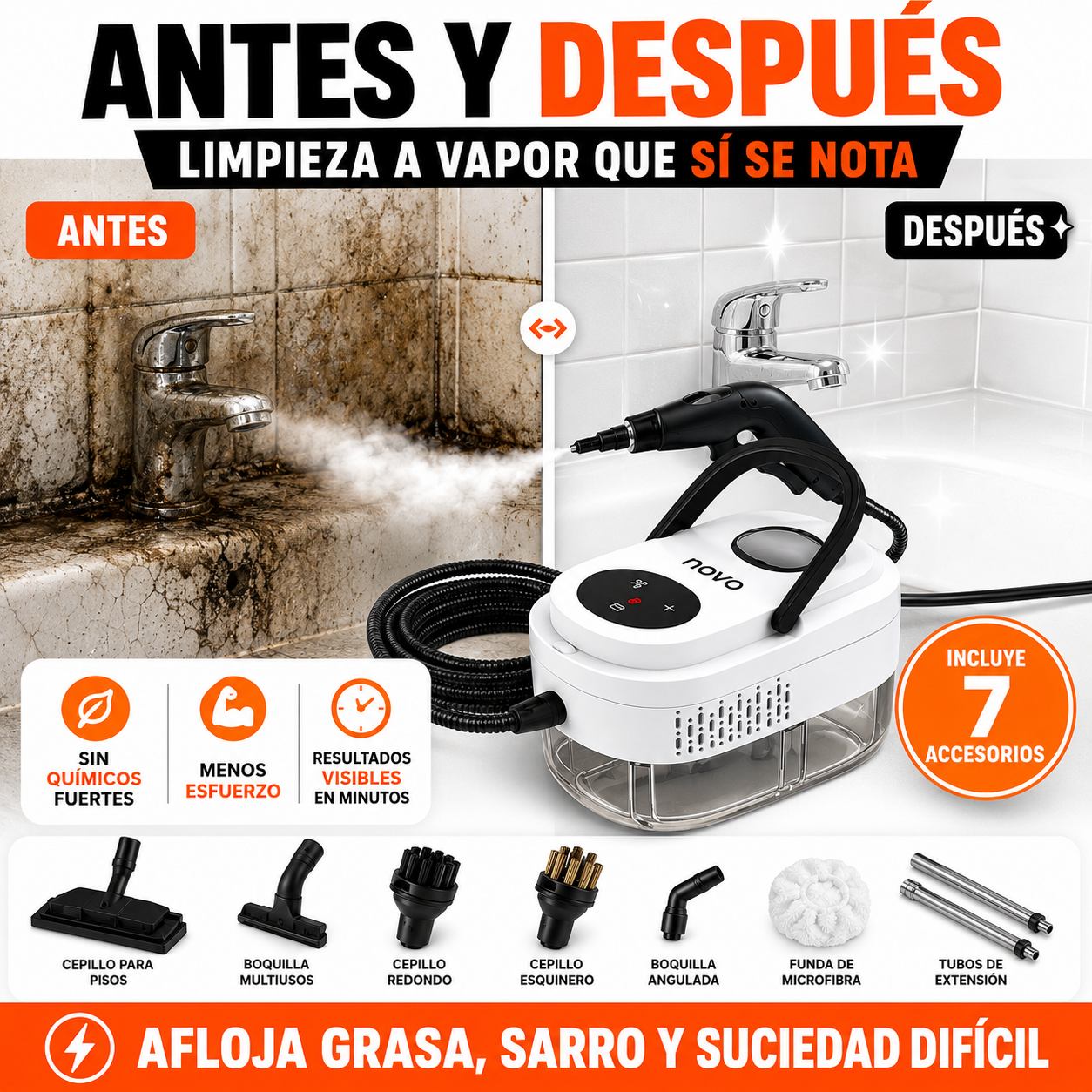 VaporClean Pro™ | Elimina Grasa, Sarro y el 99% de Bacterias Sin Químicos