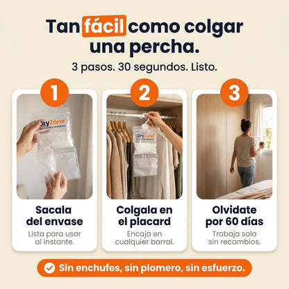DryZone™ | Percha Antihumedad con Lavanda | Elimina Moho y Olor por 60 Días