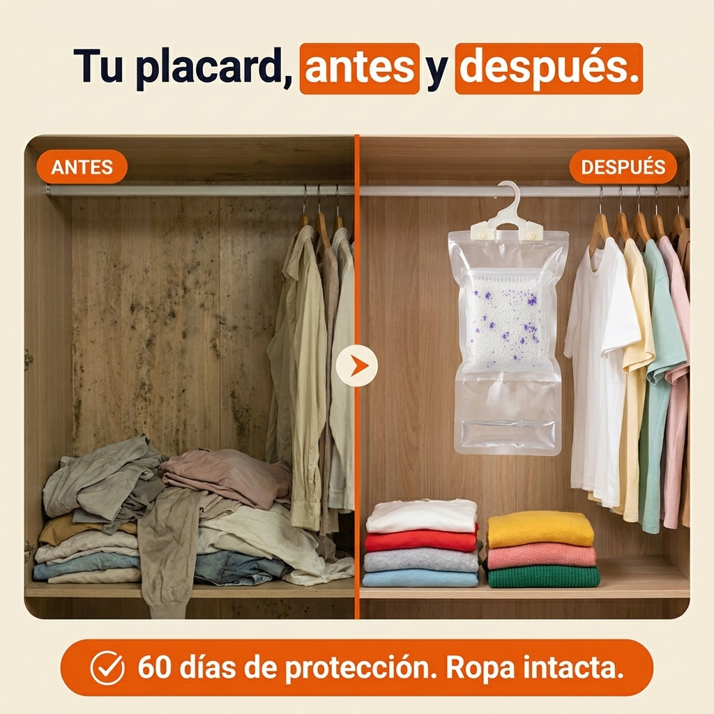 DryZone™ | Percha Antihumedad con Lavanda | Elimina Moho y Olor por 60 Días