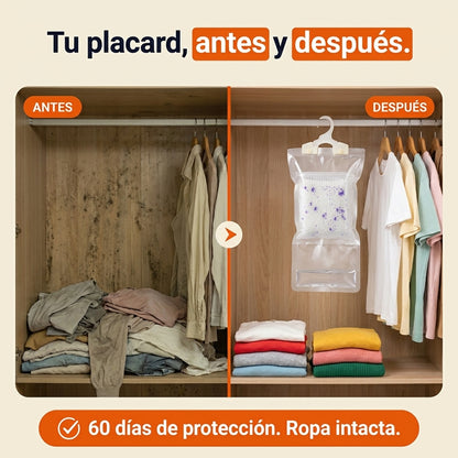 DryZone™ | Percha Antihumedad con Lavanda | Elimina Moho y Olor por 60 Días